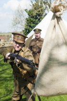 April News Shift - Renactors portraying the Cheshire Regiment undertake training behind the Elm Tree Pub before they take part in a reenactment in Elmton in June.
Ed Wilson Practicing with fixed Bayonet under the instruction of corpral Stuart Oden-Walder (right)
20 April 2013
Image © Paul David Drabble