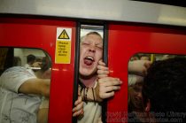 Party on the London Underground circle line on the eve of the new London Mayor Boris Johnson's alcohol ban. 31 May 2006.