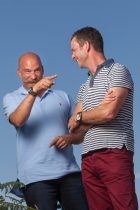 POOLE, DORSET. 1972013
Alex Brown (moustache) and Ian Elliott (striped shirt) have formed a British watch design and production company called Elliott Brown. They are based at Poole in Dorset and are bringing their first two models to the market place in September 2013.
Photo: ©Neil Turner