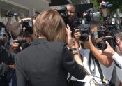 Victoria Beckham shopping in Kitson, Robinson Blvd Los Angeles. The Store recently dumped Posh's line of jeans due to poor sales and lack of promotional work by Beckham. Posh was driven to the Hollywood store in David's black Escalade, along with two bodyguards. Store security prevented anyone else entering the store whilst Posh was inside.