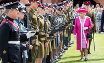 Queen Elizabeth II, Patron, Berkhamsted School, inspects a Guard of Honour formed from the school's Combined Cadet Force, as part of the school's 475th Anniversary celebrations, at Berkhamsted School on Berkhamsted