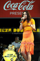 Singer-songwriter Eliza Doolittle performs at the London 2012 Olympic Torch Relay Special City Celebration in George Square, presented by Coca-Cola.

Photographer: Martin Grimes
Credit: Getty Images for Coca-Cola.