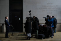 Grant Shapps speaks to the press outside BBC Broadcasting House in London, Britain, January 21, 2024.