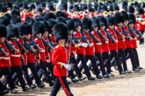 LONDON, ENGLAND - MAY 30: The Grenadier Guards march during the Major General's Review on May, 30, 2026 in London, England. The Brigade Major's Review is the first major dress rehearsal for Trooping the Colour , the King's Birthday Parade. Held this morning at Horse Guards Parade in London, it involved around 1,000 soldiers and 200 horses from the Household Division and The King's Troop Royal Horse Artillery.