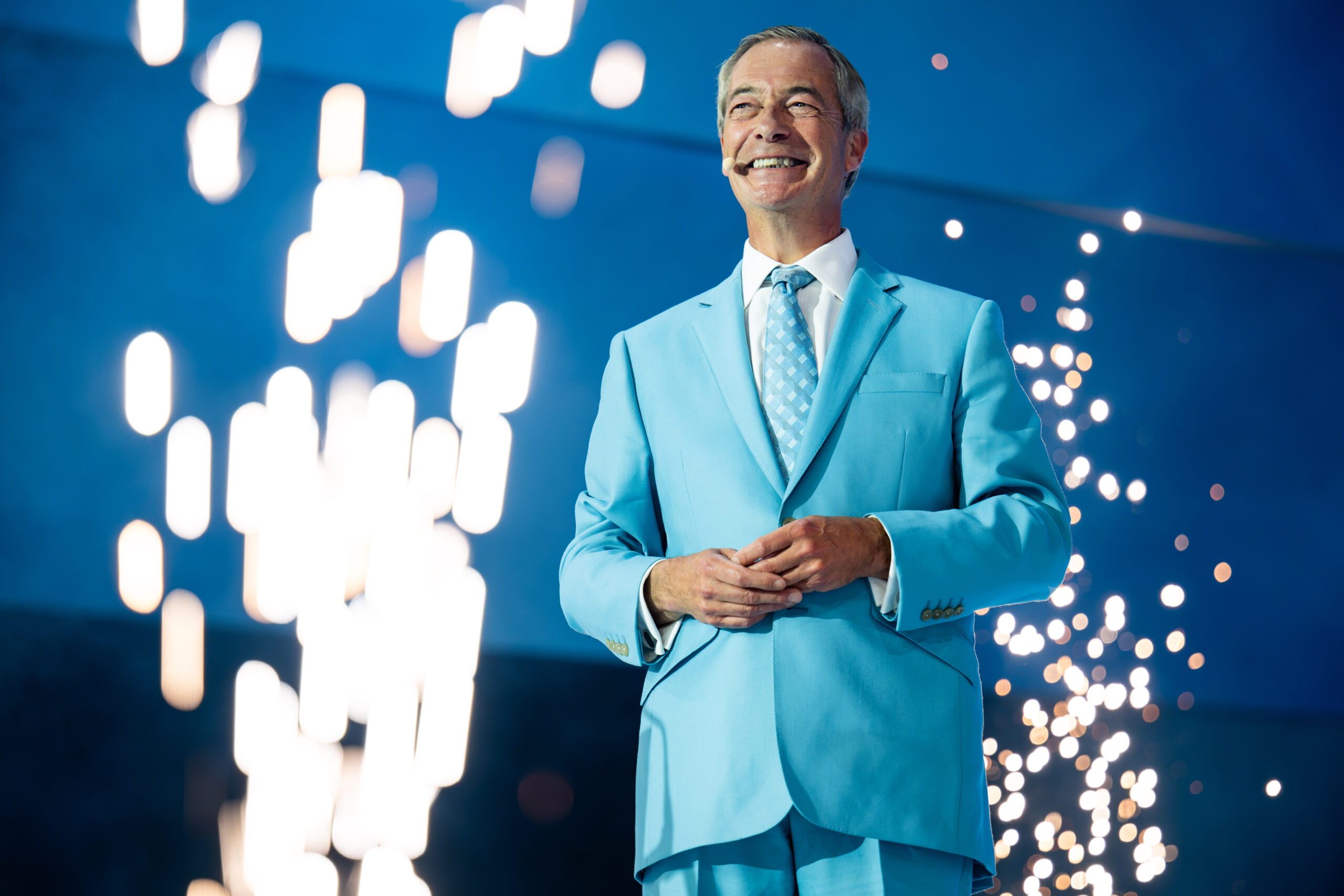 BIRMINGHAM, ENGLAND - SEPTEMBER 5: Nigel Farage makes his closing remarks at the Reform UK Party Conference at the NEC on September, 5, 2026 in Birmingham, England.