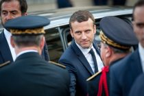 14 May 2017: Hotel de Ville, Paris, France. Emmanuel Macron on the day of his presidential inauguration visits the sitting mayor of Paris, Ann Hildago (of the Socialist Party), at Hotel de Ville. The president and his wife Brigitte greeted the crowds before entering a closed session with the Mayor as is customary, emerging later to address the nation on television.