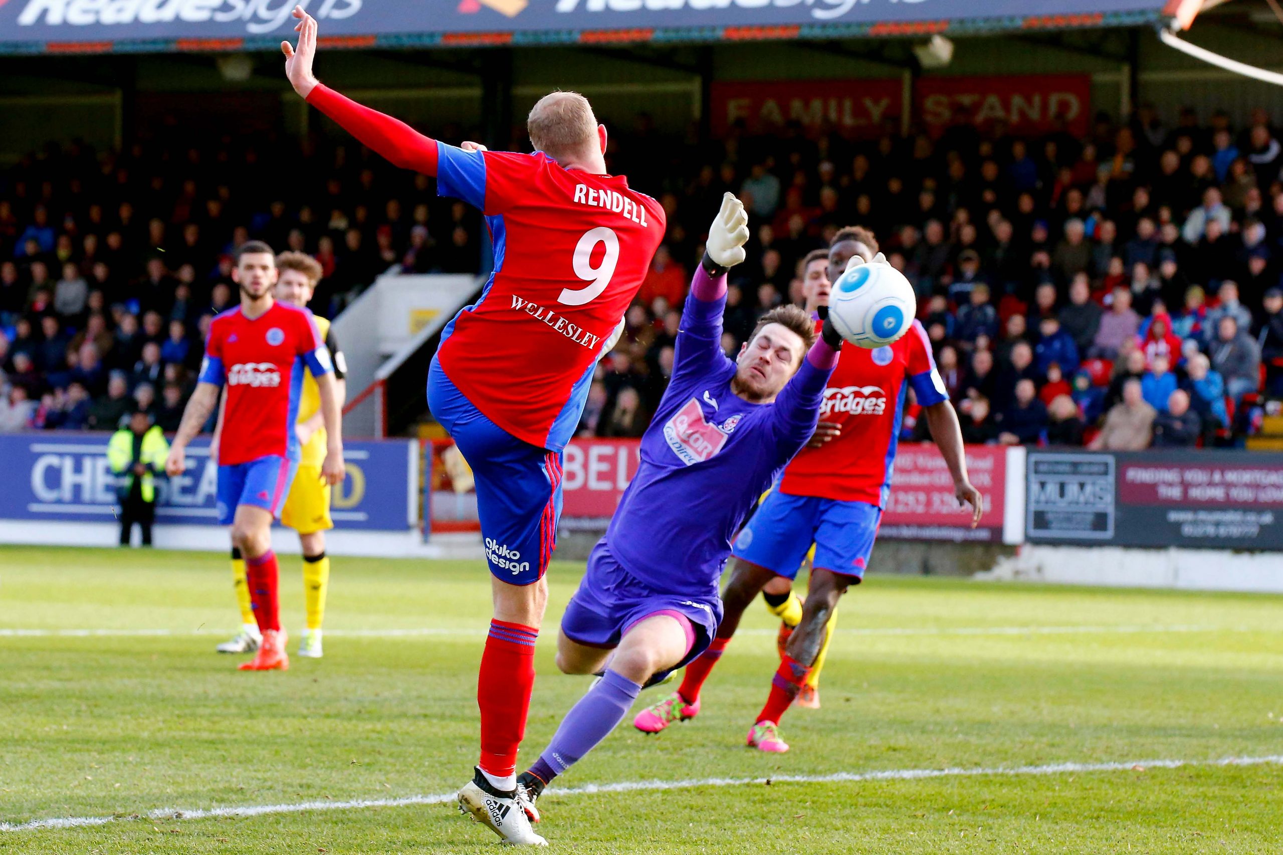 26/12/2016. Aldershot Town v Woking FC. Scott RENDELL scores