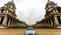 An E-Type Jag in front of the Old Royal Naval College, Greenwich, prior to the start of Annual London to Brighton Jaguar Run. 25/04/2014