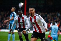 25/02/2017. Brentford FC v Rotherham United. Nico YENNARIS celebrates.