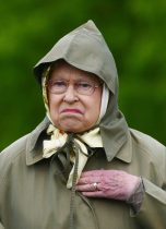 The Duchess of Cornwall greets HM the Queen with a kiss as they watch HM ponies at the Royal Windsor Horse Show
