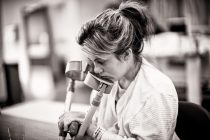 Feature on the Royal National Orthopaedic Hospital (RNOH) in Stanmore ahead of the launch of their fundraising appeal. Following a hip operation three days prior, Nicole Granger takes her first ever steps using crutches; the tiring walk down the corridor has her taking a short break before returning to her room. Adolescent Unit. February 06, 2012. Photo: Edmond Terakopian