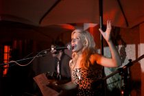 Virgin Atlantic is today (June 15, 2011) celebrating 25 years of flying between London and Miami. Drinks reception and celebration party at the Versace Mansion, Miami. Singer Ellie Goulding performs at the party. Miami, Florida, USA. June 15, 2011. Photo: Edmond Terakopian