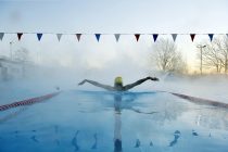 Early Morning swimmers enjoy the warm water (27c) at Hampton Pool today
Kana Ono practices butterfly stroke.
Picture by Glenn Copus©