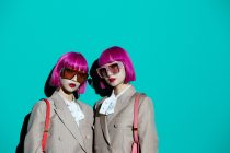 Tokyo twins Ami & Aya on the front row during the Ports 1961 show at the Tate Modern as part of Spring/Summer 2020 London Fashion Week. Photo credit should read: Katie Collins/PA Wire