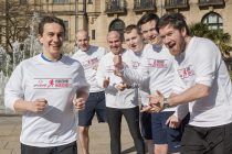 Yorkshire Marathon Runners and Plusnet Sheffield employees, Mark Hopewell, Oli Andrews Julian Walshaw and Louis Woods cheer on first time marathon Runner Richard Grayson as they prepare for the Yorkshire marathon in October 2014
07 March 2014
Image © Paul David Drabble
www.pauldaviddrabble.co.uk