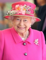 HM The Queen is joined by the Duke of Edinburgh the day before her 90th birthday to reopen the bandstand in Windsor