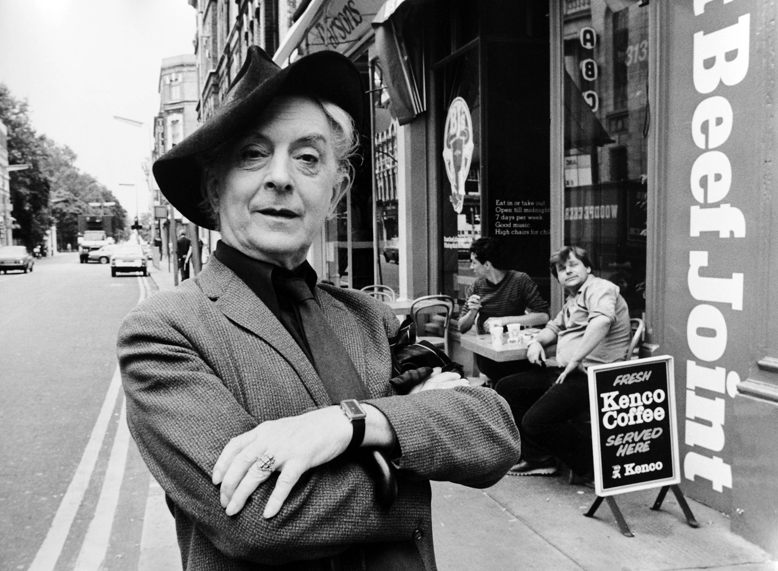Portrait of writerQuentin Crisp taken near his home in Fulham in 1980 . He was famous for becoming one of the first people to admit to being being homosexual . A television film of his life 'The Naked Civil Servant' starring John Hurt made him even more well known and he eventually moved to America