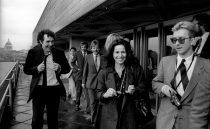 Sally Soames and other members of the Press Photographers Association at their exhibition at The Barbican Centre in London. ©Brian Harris