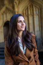 Sherine Tadros former Sky News & Al Jazeera correspondent, now Deputy Director of Advocacy & UN Representative for Amnesty International, before her talk ’Taking Sides: A Memoir about Love, War & Changing the World’ in the Bodleian Divinity School. The 2023 FT Weekend Oxford Literary Festival, 27 March 2023. Photo © Graham Harrison.