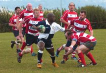 Former pupils from the now closed Mayfield College in East Sussex fight it out against a team from neighboring Crowborough RFC in 2016