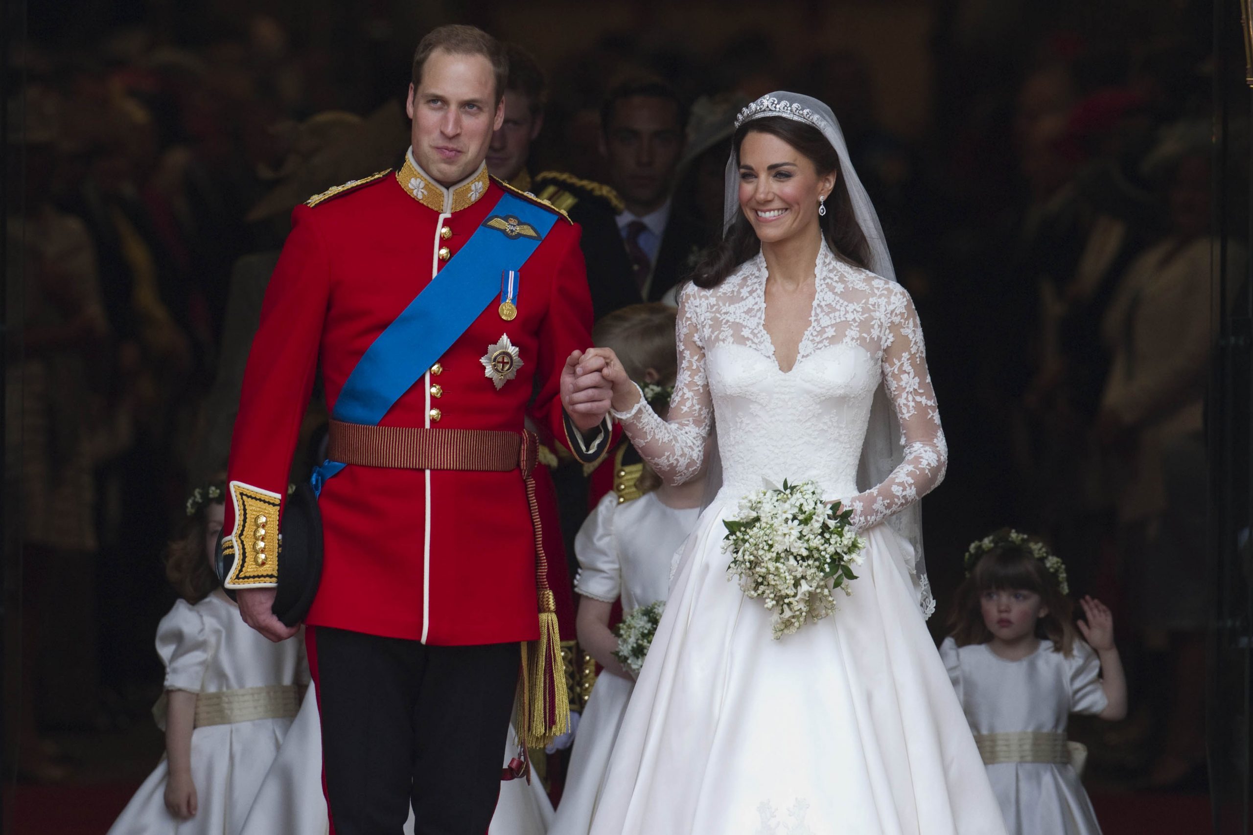 Mcc0031197 . Daily TelegraphFixed PointPrince William and and Kate Middleton leaving Westminster Abbey as husband and wife.The Royal Wedding of Prince William and Kate MiddletonLondon 29 April 2011