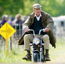 THE DUKE OF EDINBURGH AND LADY ROMSEY OUT AND ABOUT ON THEIR MINI MOTORBIKES AT THE ROYAL WINDSOR HORSE SHOW