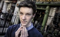 © Licensed to simonjacobs.com. 09/03/2014 London, UK. Tyler Michell 16, outside the Sherlock Holmes Museum, Baker Street, London. The teenager from Norwich has become a web sensation after eagle-eyed telly fans spotted his likeness to Sherlock star Benedict Cumberbatch. Doppelganger Tyler has amassed over 15,000 followers on Instagram after posting selfies tagged #benedict, #cumberbatch, #baby, #sherlock. Photo credit : Simon Jacobs