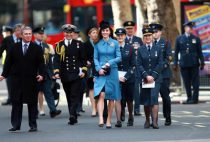 The Duchess of Cambridge, Kate (Catherine) Middleton, attends a service at RAF church St Clement Danes as she marks the 75th year of the RAF Air Cadets on her first official engagement as Honorary Air Commandant of the organisation, taking over from the Duke of Edinburgh.